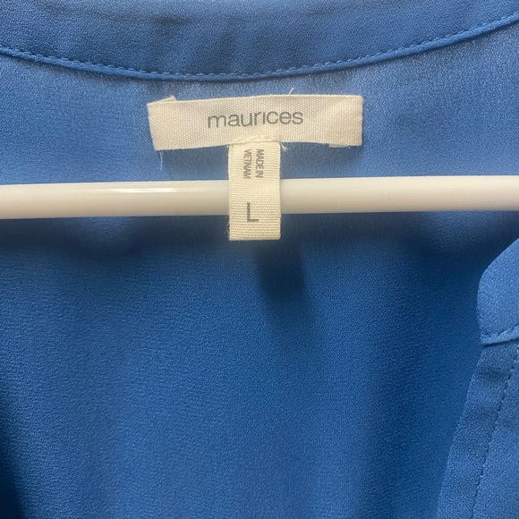 Maurices-Size L-Short sleeve-Black button down/Blue Zipper detail - Picture 6 of 7